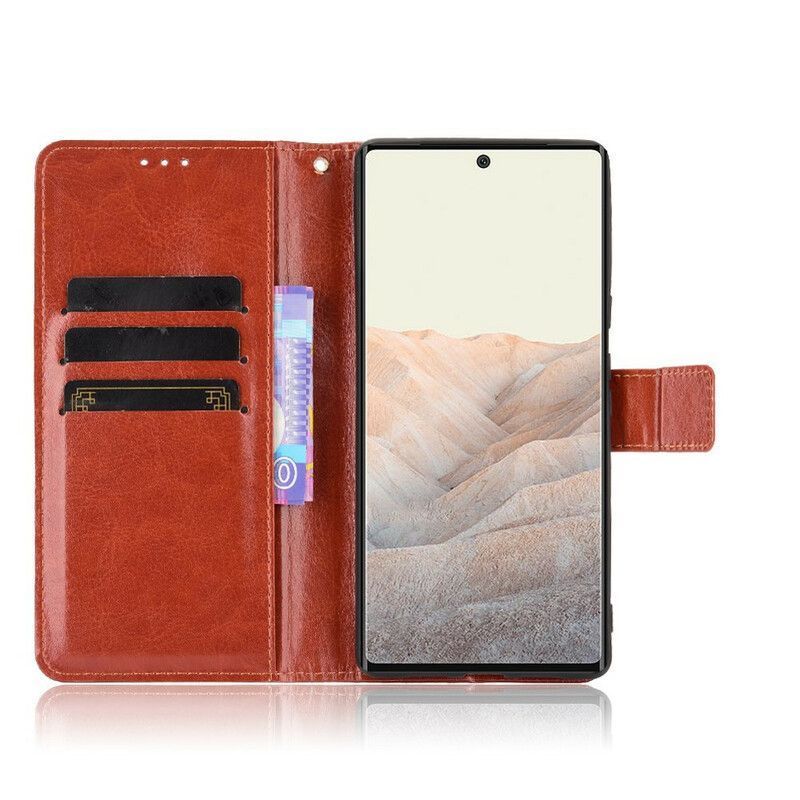 δερματινη Κάλυμμα Για Google Pixel 6 Μαύρο Φανταχτερό Απομίμηση Δέρματος