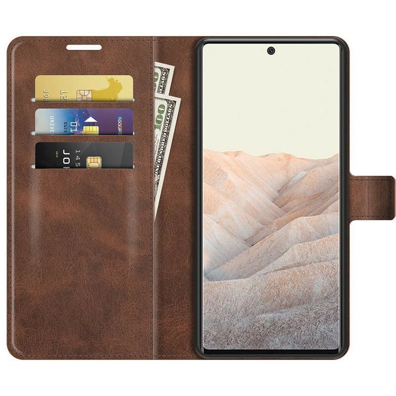 δερματινη Κάλυμμα Για Google Pixel 6 Pro Μαύρο Εξαιρετικά Λεπτό Δερμάτινο Εφέ