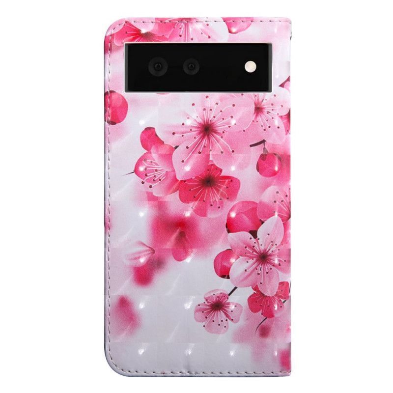 δερματινη Κάλυμμα Για Google Pixel 6 Ροζ Λουλούδια