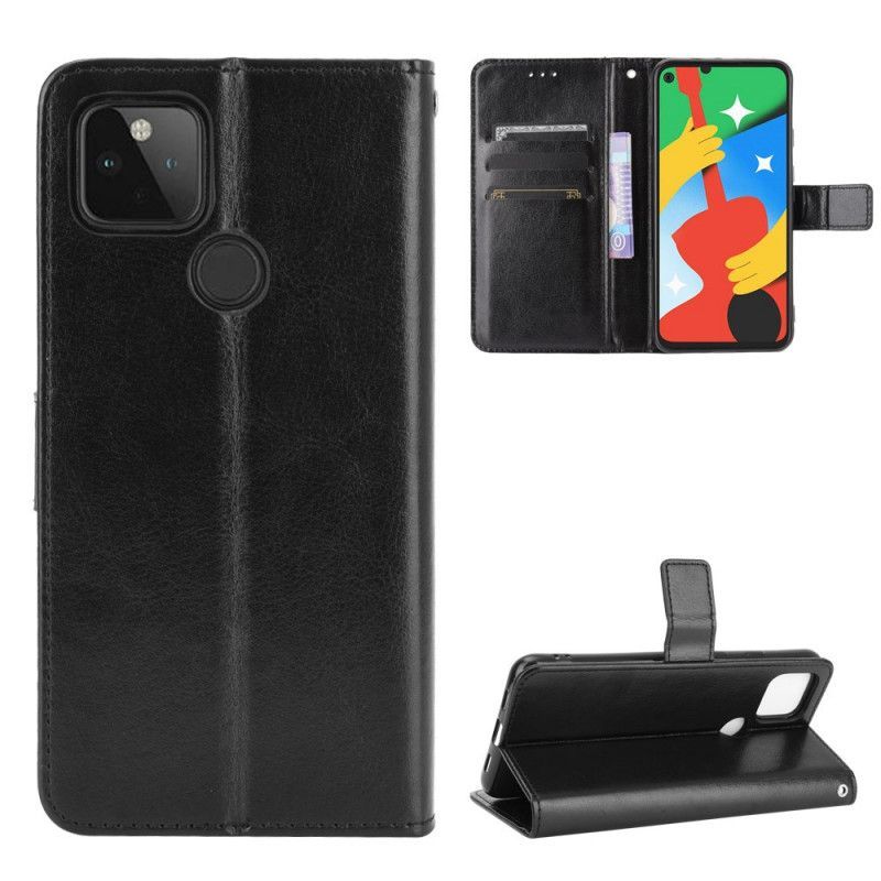 δερματινη Κάλυμμα Google Pixel 4A 5G Μαύρο Φανταχτερό Απομίμηση Δέρματος σιλικόνης