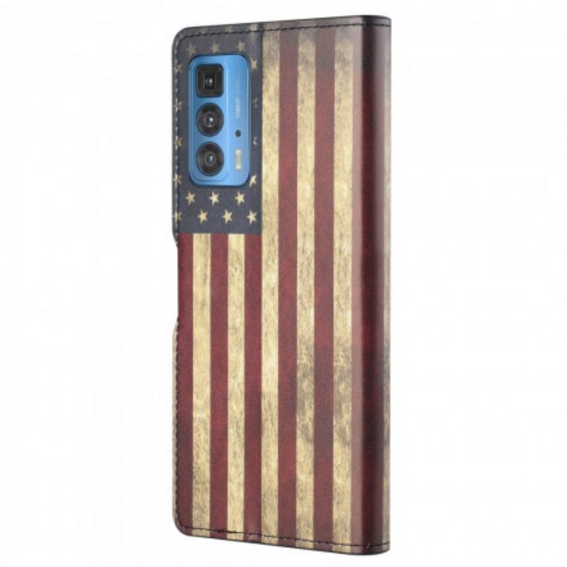 δερματινη Κάλυμμα Motorola Edge 20 Pro Αμερικανική Σημαία
