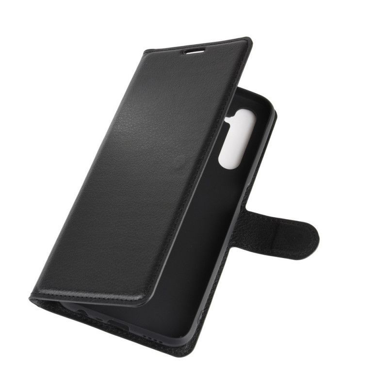 δερματινη Κάλυμμα Realme 6 Μαύρο Κλασικό Εφέ Λίτσι