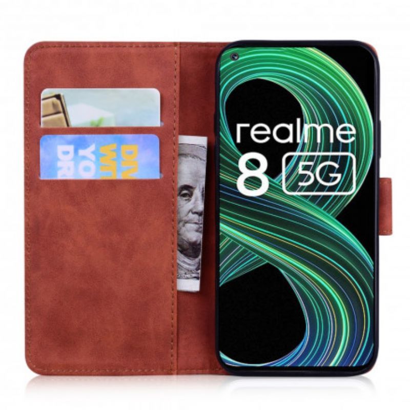 δερματινη Κάλυμμα Realme 8 5G Μαύρο Μονόχρωμο Δερμάτινο Εφέ Πρωτότυπος