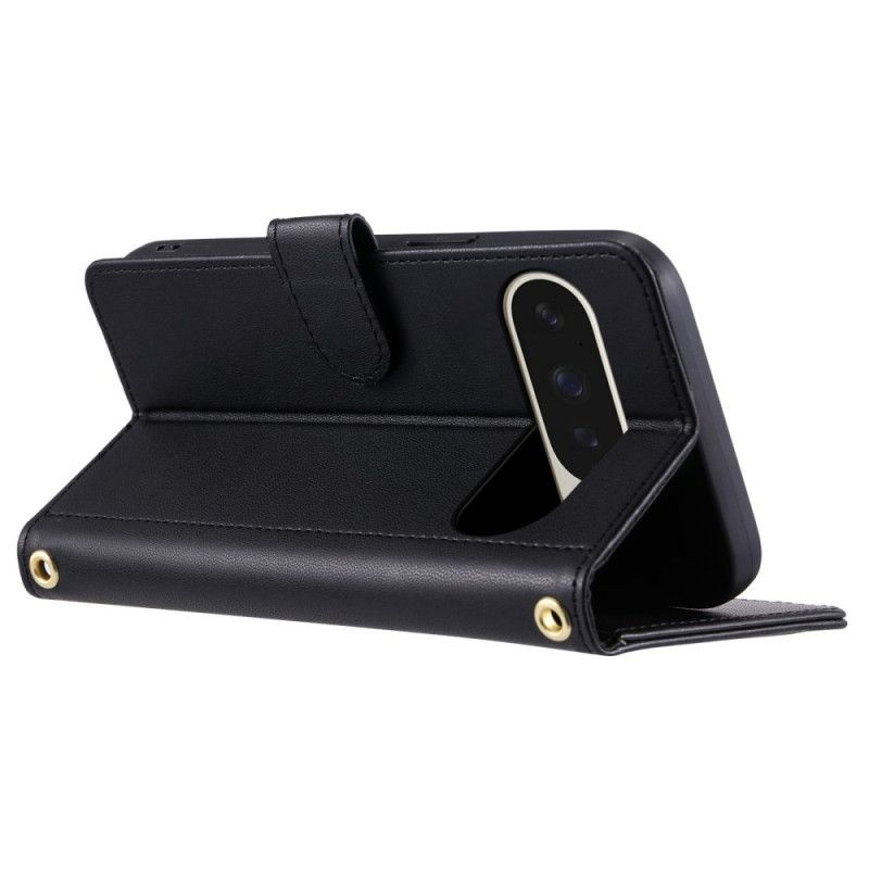 Δερματινη Θηκη Google Pixel 10 Pro Xl Καπιτονέ Σχέδιο Με Λουράκι Και Λουράκι Ώμου Σιλικόνης