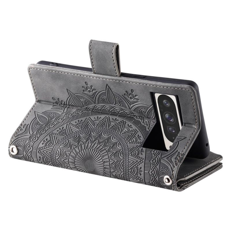 Δερματινη Θηκη Google Pixel 10 Pro Xl Πορτοφόλι Με Εφέ Σουέτ Μαντάλα Σιλικόνης