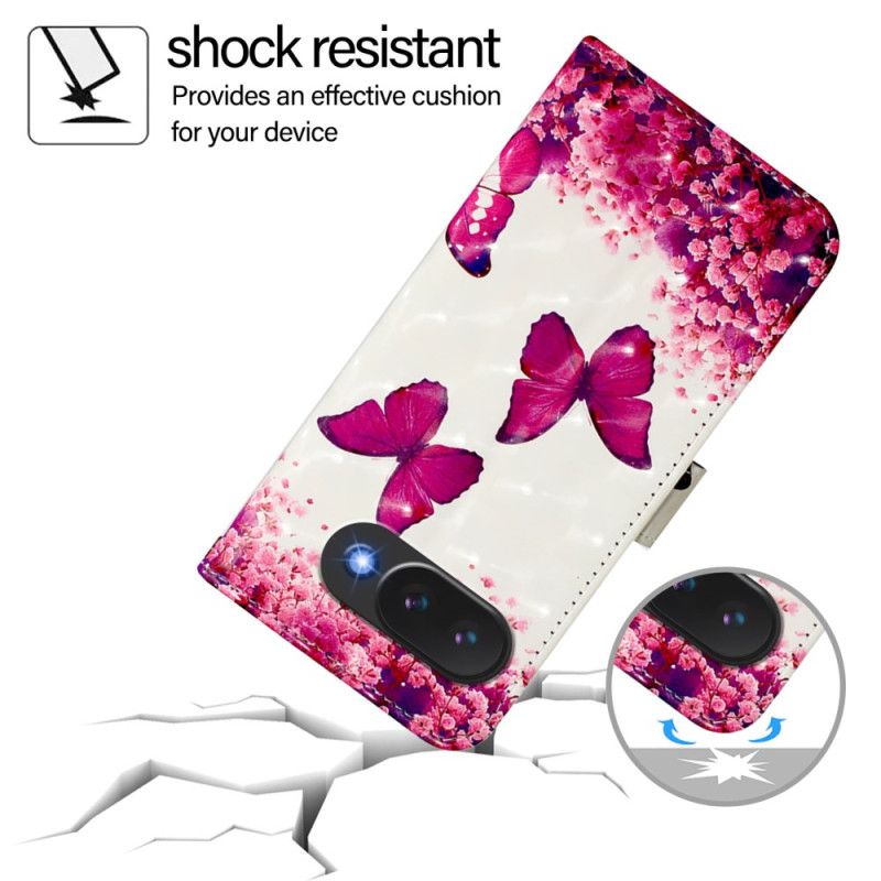 Δερματινη Θηκη Google Pixel 10a Ροζ Πεταλούδες