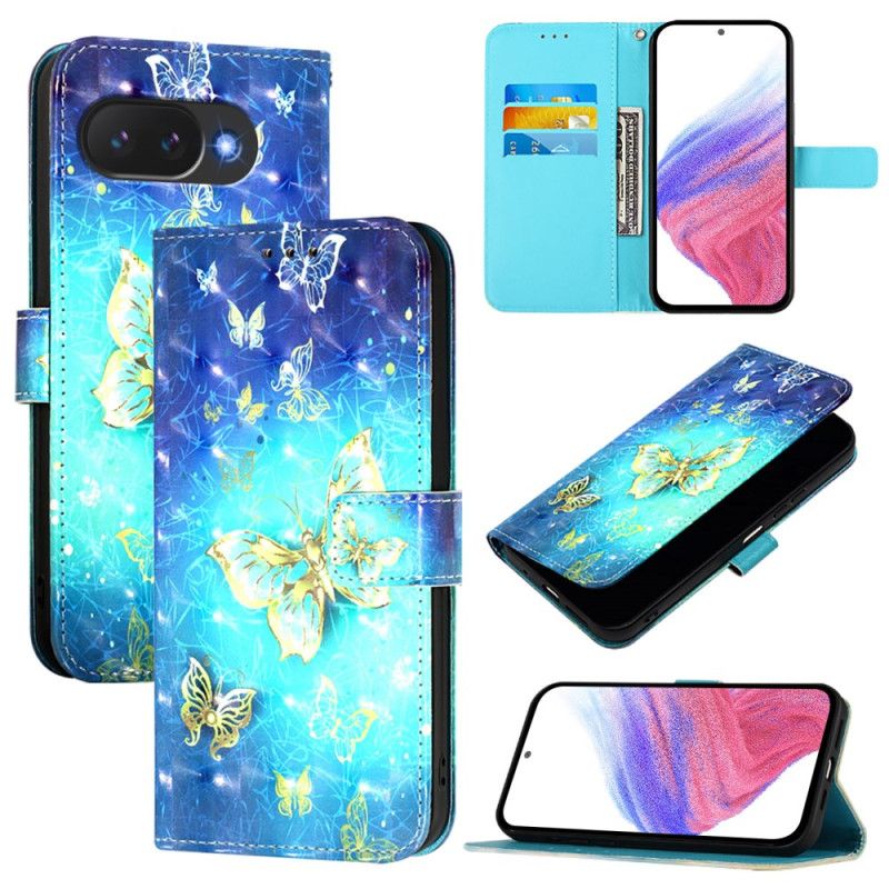 Δερματινη Θηκη Google Pixel 10a Χρυσές Πεταλούδες