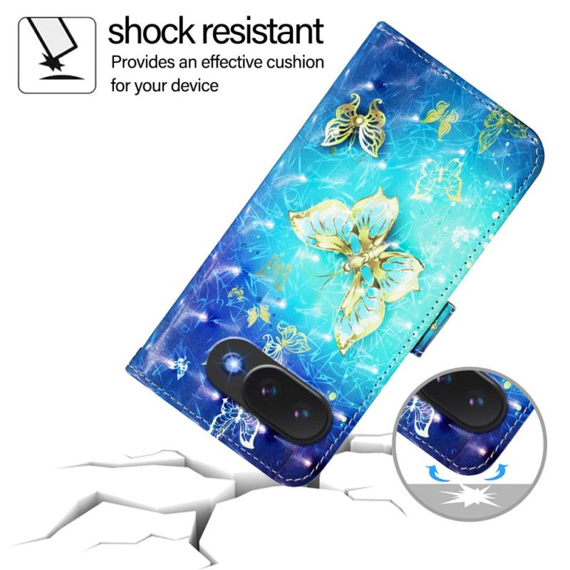 Δερματινη Θηκη Google Pixel 10a Χρυσές Πεταλούδες