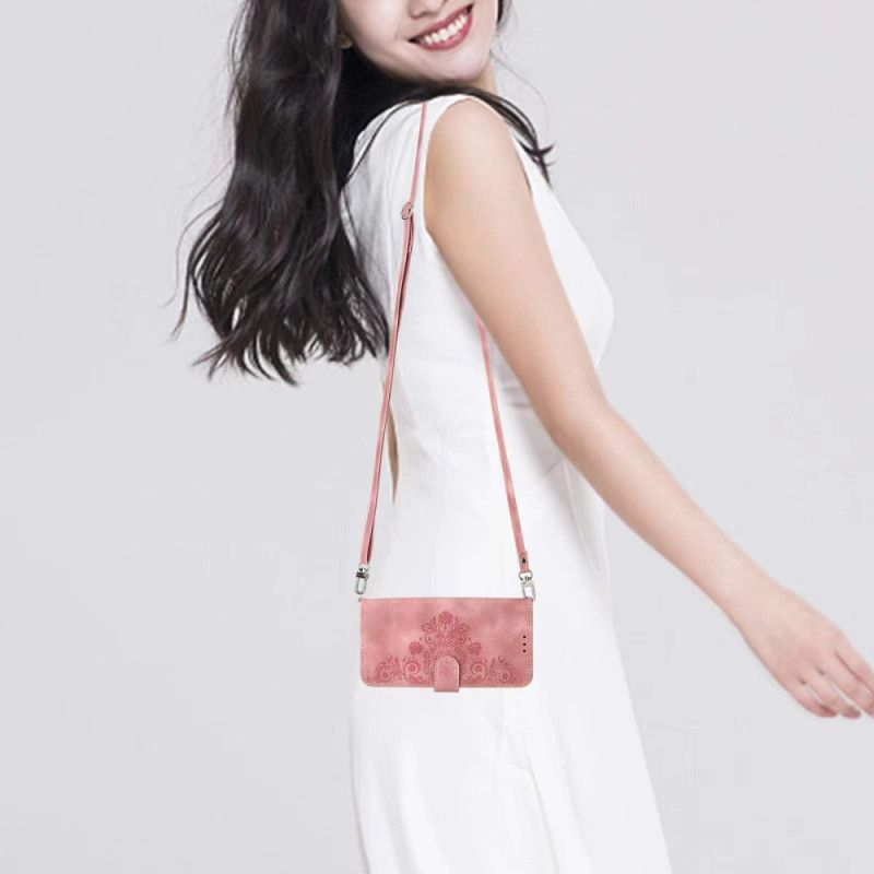 Δερματινη Θηκη Oppo Reno 13 Pro 5g Λουλουδάτο Σχέδιο Με Λουρί Ώμου Σιλικόνης