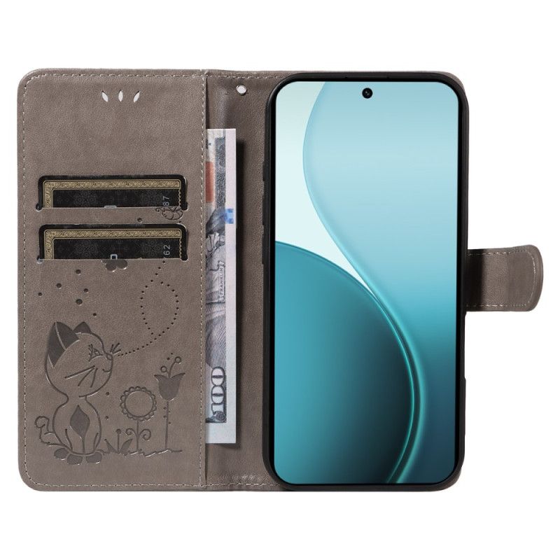 Δερματινη Θηκη Oppo Reno 14 Pro 5g Γάτα Και Μέλισσα