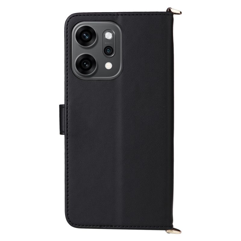 Δερματινη Θηκη Oppo Reno 14 Pro 5g Καπιτονέ Με Λουράκι Και Λουράκι Καρπού Σιλικόνης