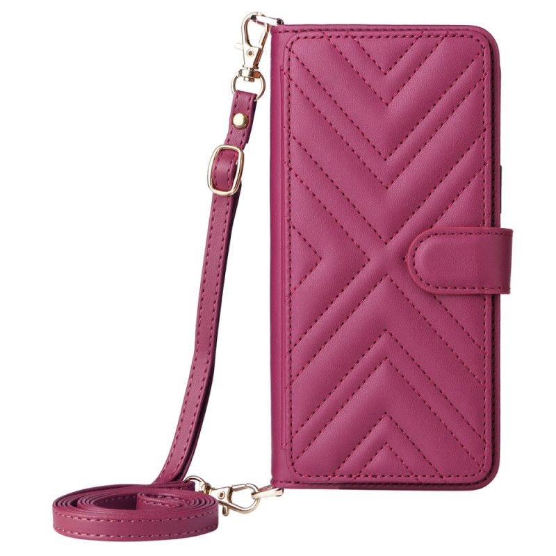 Δερματινη Θηκη Oppo Reno 14f 5g Premium Design Με Λουράκι Ώμου Και Κορδόνι Σιλικόνης