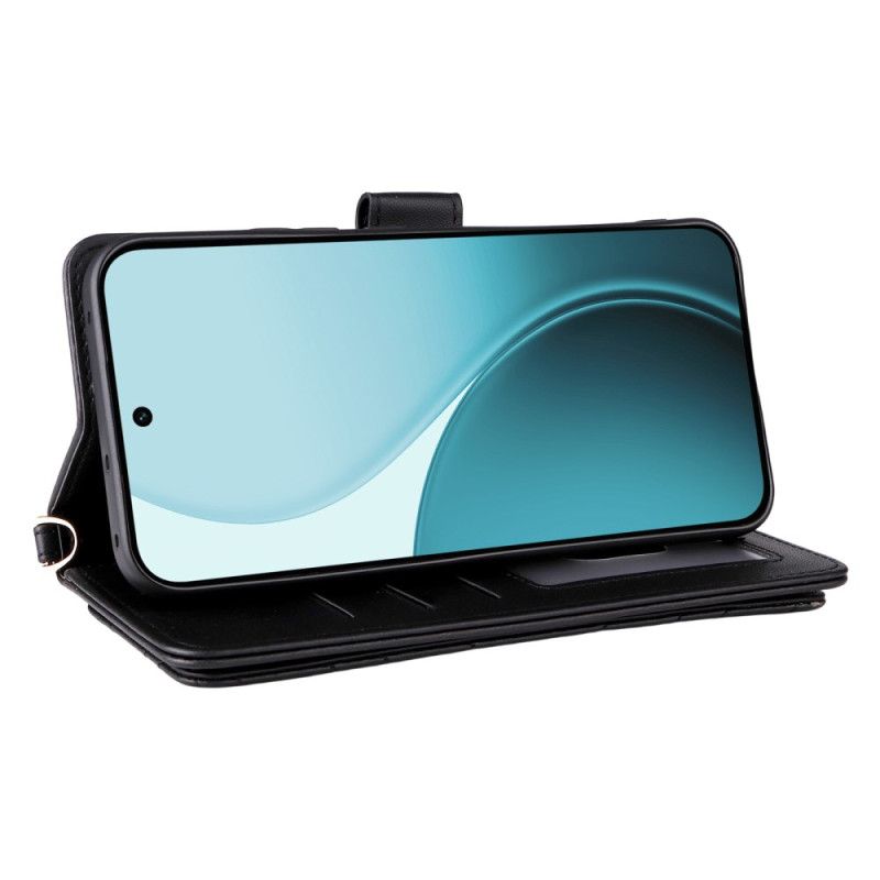 Δερματινη Θηκη Oppo Reno 14f 5g Premium Design Με Λουράκι Ώμου Και Κορδόνι Σιλικόνης