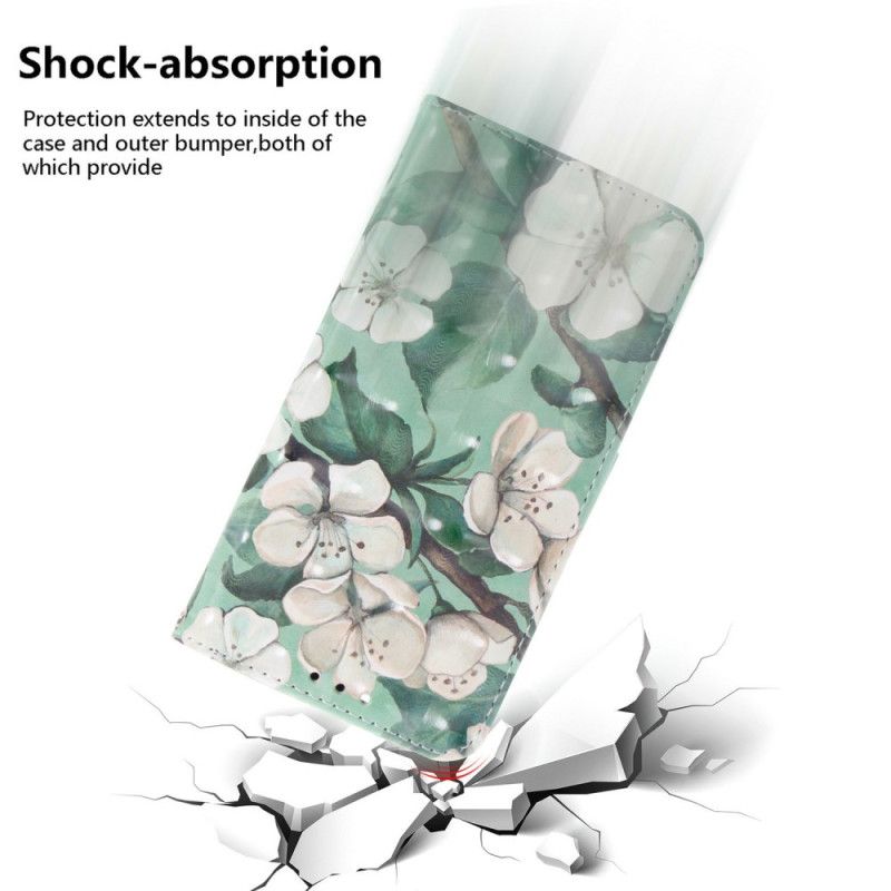 Δερματινη Θηκη Realme 14 5g Λευκά Λουλούδια Με Κορδόνι