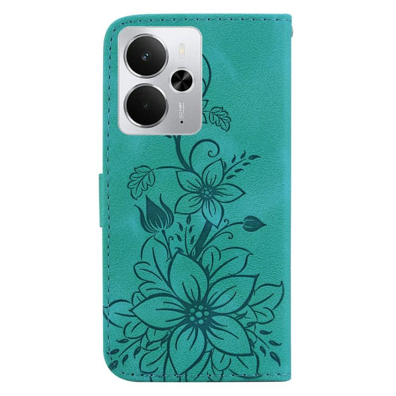 Δερματινη Θηκη Realme 14 5g Λουλούδια Κρίνων Σιλικόνης