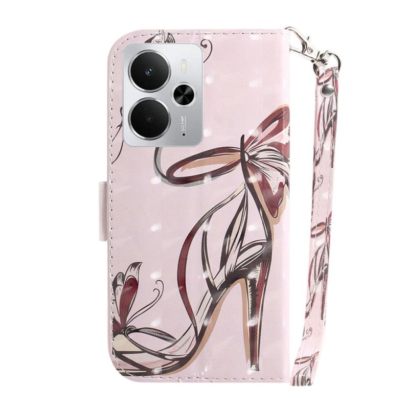 Δερματινη Θηκη Realme 14 5g Ψηλοτάκουνα Με Κορδόνι Σιλικόνης