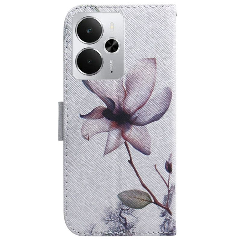 Δερματινη Θηκη Realme 14 5g Ροζ Λουλούδι