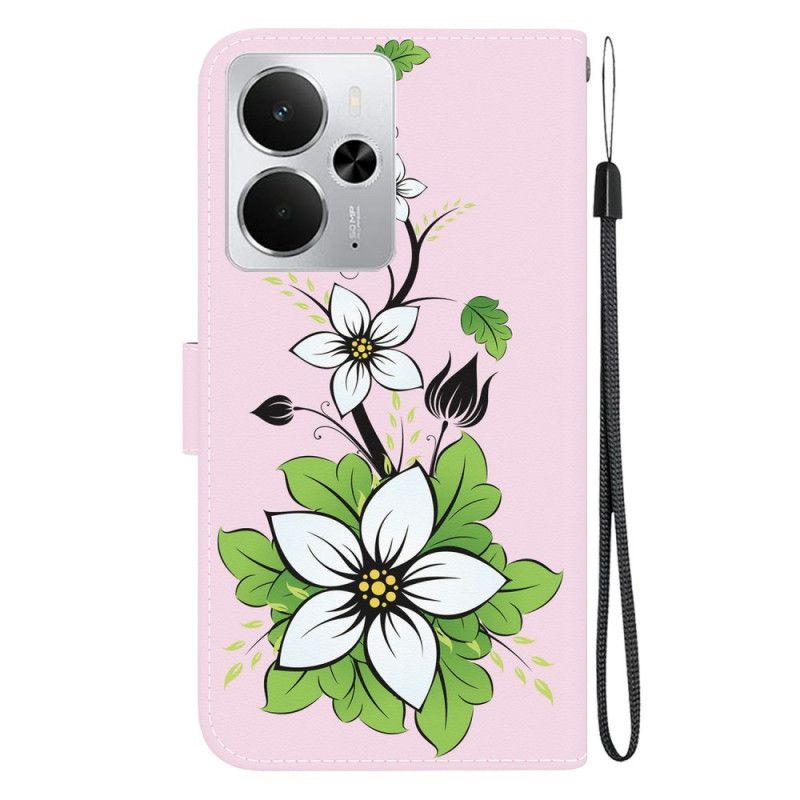 Δερματινη Θηκη Realme 14 5g Σχέδιο Κρίνου Σιλικόνης