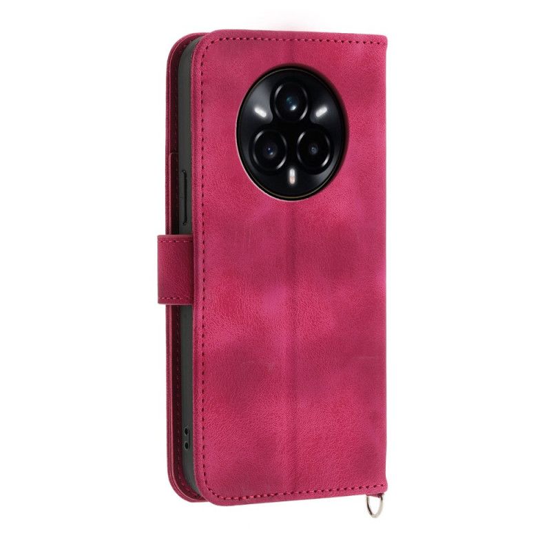 Δερματινη Θηκη Realme 14 Pro Plus 5g Δαντελένιο Σουέτ Με Λουράκι Και Λουράκι Ώμου