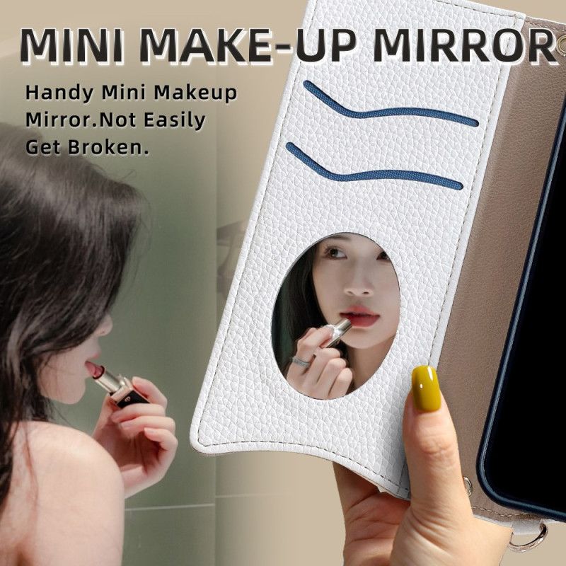 Δερματινη Θηκη Realme 14 Pro Plus 5g Καθρέφτης Και Αλυσίδα Σιλικόνης