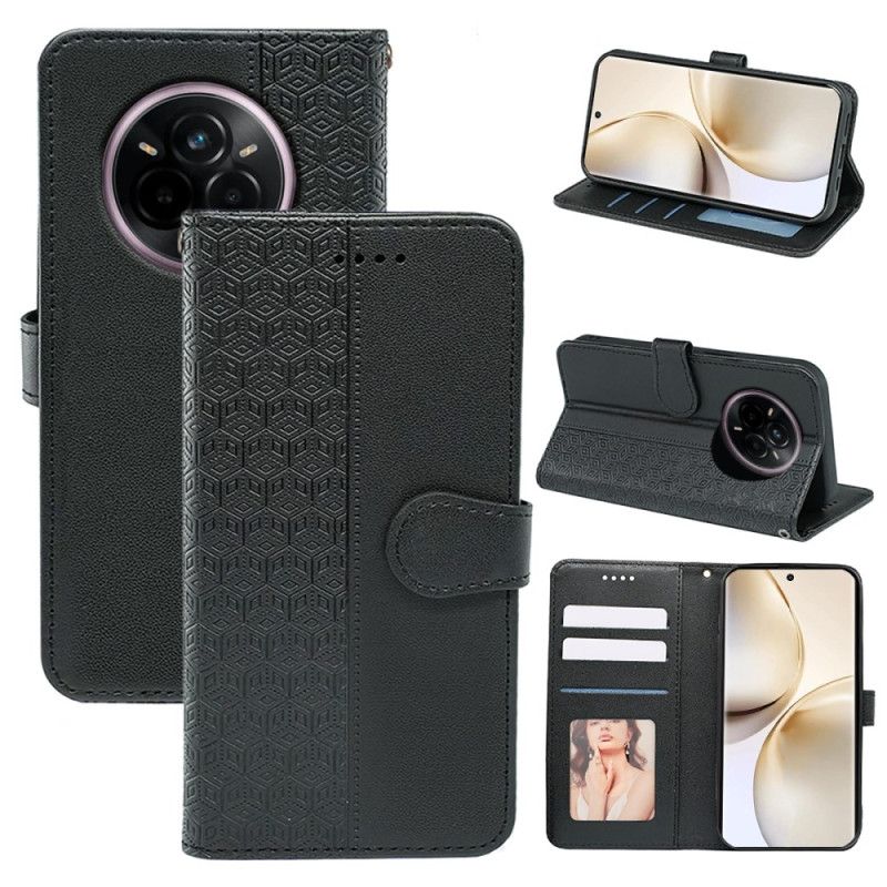 Δερματινη Θηκη Realme 14 Pro Plus 5g Λουράκι Με Κυβικό Σχέδιο