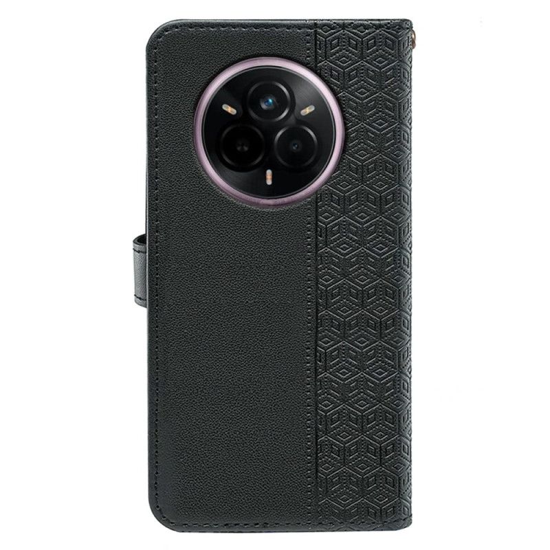 Δερματινη Θηκη Realme 14 Pro Plus 5g Λουράκι Με Κυβικό Σχέδιο