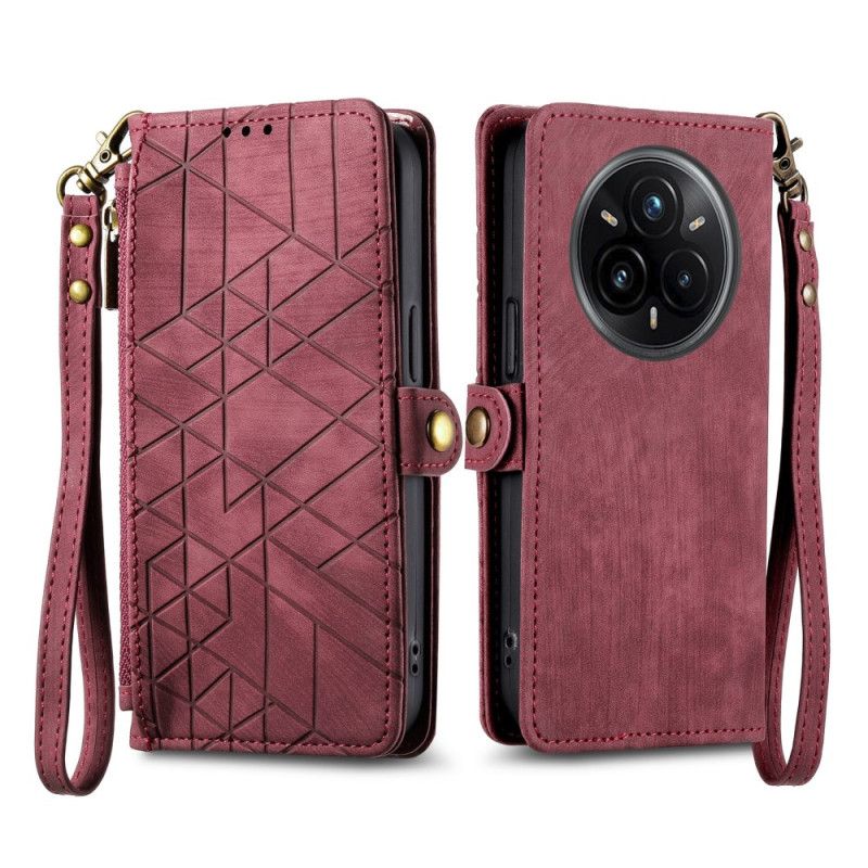 Δερματινη Θηκη Realme 14 Pro Plus 5g Πορτοφόλι Με Γραμμές Σιλικόνης