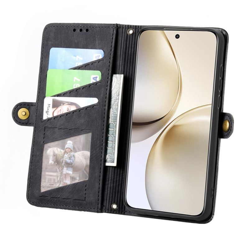 Δερματινη Θηκη Realme 14 Pro Plus 5g Πορτοφόλι Με Γραμμές Σιλικόνης