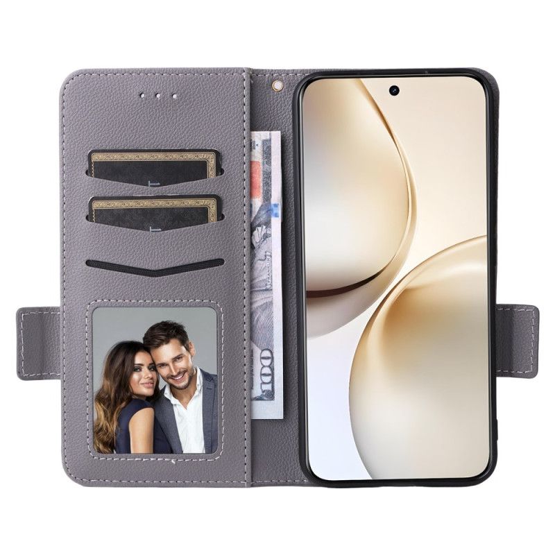 Δερματινη Θηκη Realme 14 Pro Plus 5g Τεχνητό Δέρμα Λίτσι Με Λουράκι Σιλικόνης