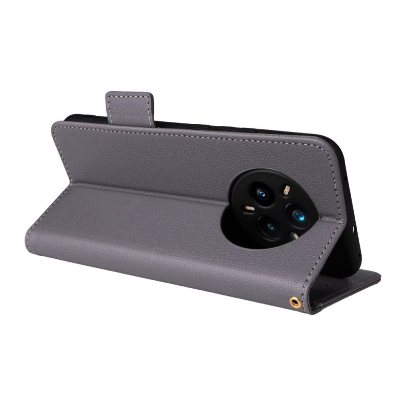 Δερματινη Θηκη Realme 14 Pro Plus 5g Τεχνητό Δέρμα Λίτσι Με Λουράκι Σιλικόνης