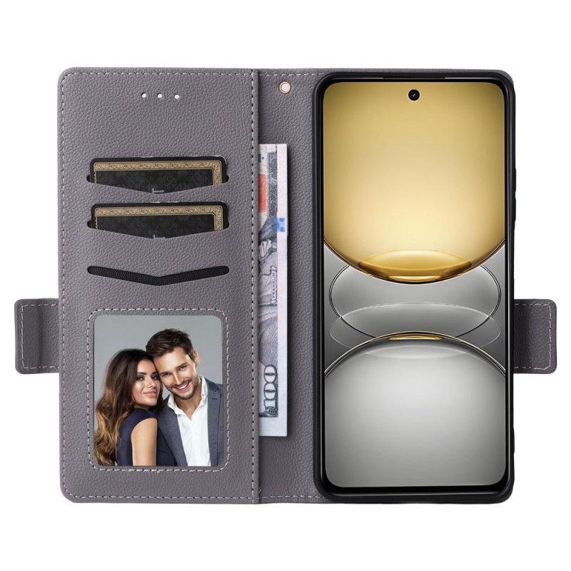 Δερματινη Θηκη Realme 14x 5g Δέρμα Λίτσι Με Λουράκι Σιλικόνης