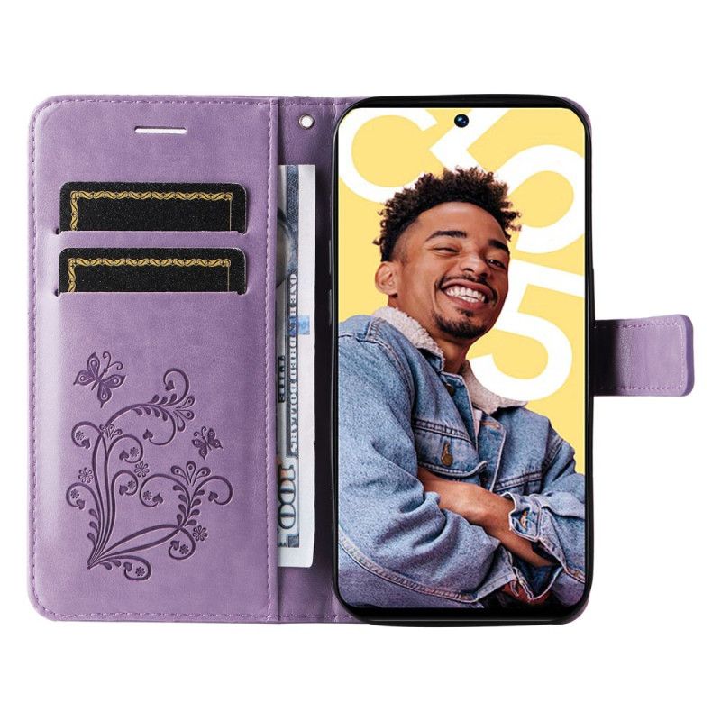 Δερματινη Θηκη Realme C55 Λουράκι Με Γιγαντιαίες Πεταλούδες Σιλικόνης