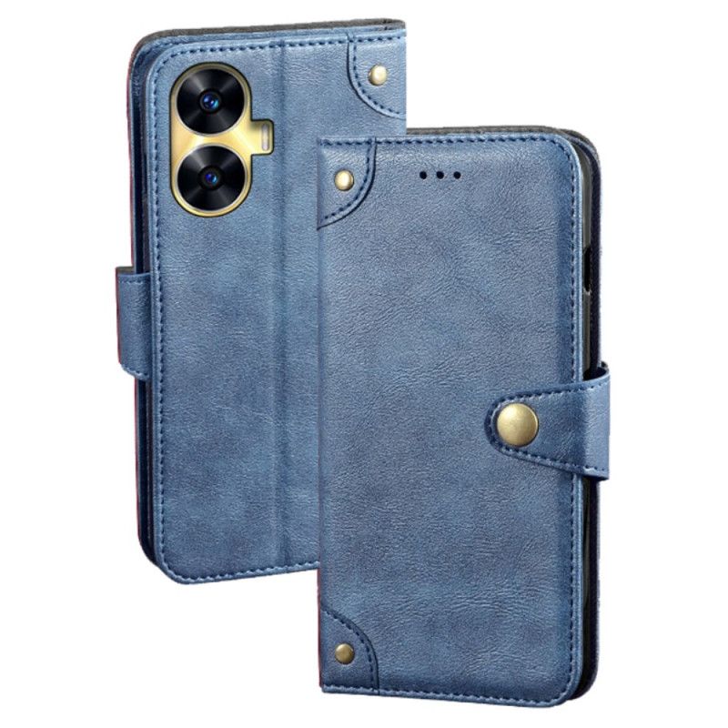 Δερματινη Θηκη Realme C55 Χρυσά Κουμπιά Idewei