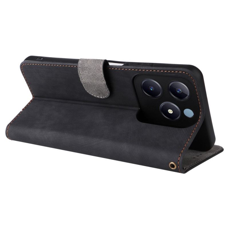 Δερματινη Θηκη Realme C61 Προστασία Rfid Με Εφέ Σουέτ Με Λουράκι Σιλικόνης