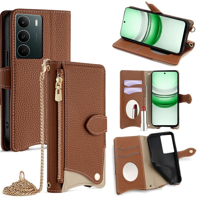 Δερματινη Θηκη Realme C71 Δίχρωμο Πορτοφόλι Με Καθρέφτη Και Λουράκι Ώμου