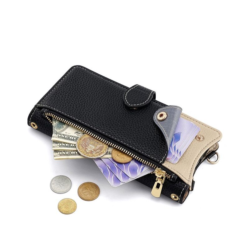 Δερματινη Θηκη Realme C71 Δίχρωμο Πορτοφόλι Με Καθρέφτη Και Λουράκι Ώμου