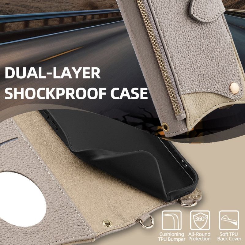 Δερματινη Θηκη Realme C75 Δίχρωμο Πορτοφόλι Με Αλυσίδα