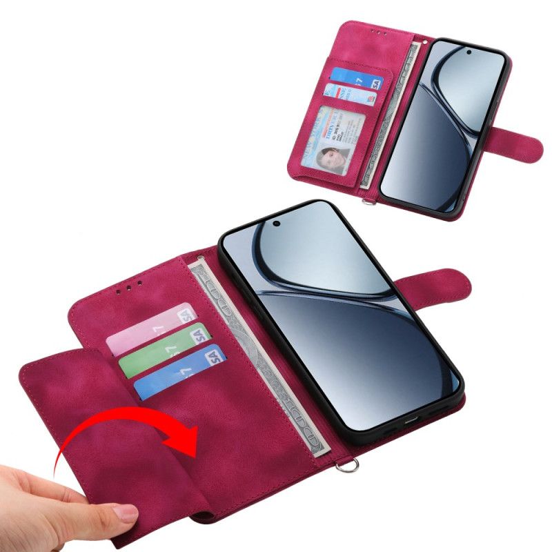 Δερματινη Θηκη Realme C75 Εφέ Δαντέλας Σουέτ Με Λουράκι Και Λουράκι Ώμου