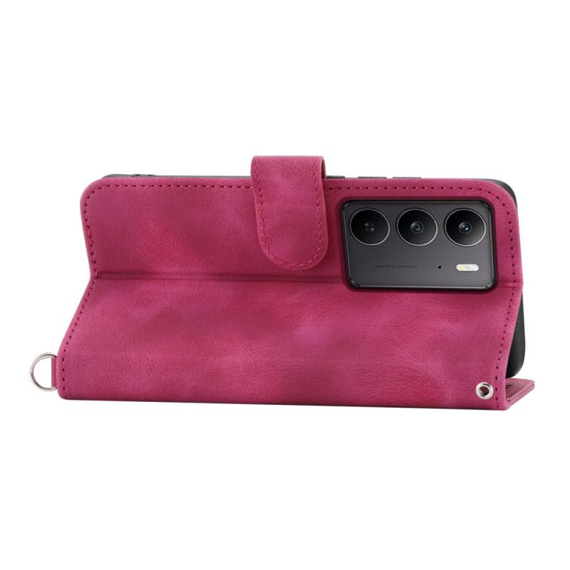 Δερματινη Θηκη Realme C75 Εφέ Δαντέλας Σουέτ Με Λουράκι Και Λουράκι Ώμου