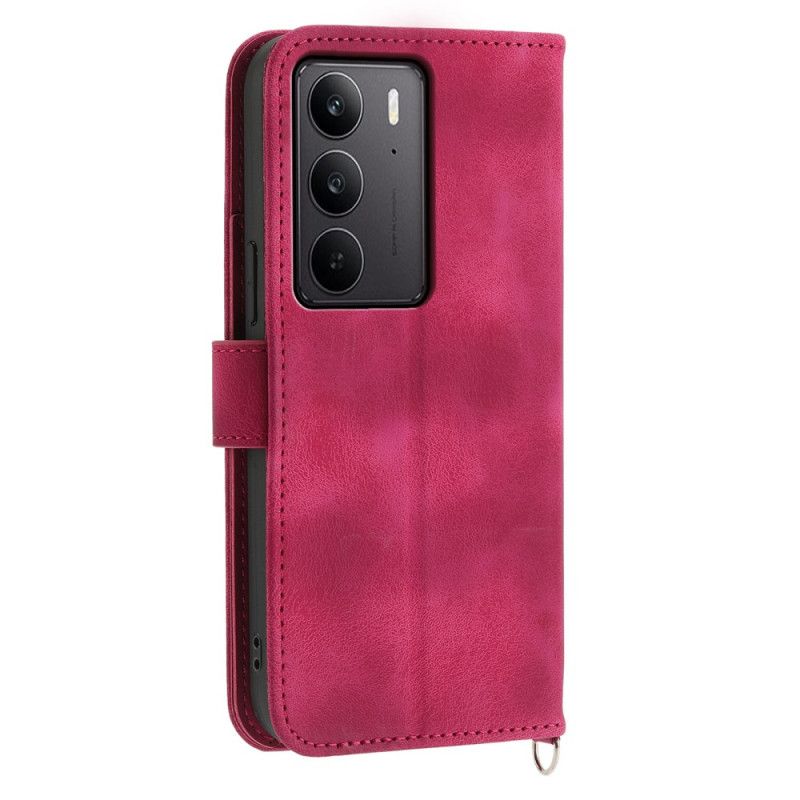 Δερματινη Θηκη Realme C75 Εφέ Δαντέλας Σουέτ Με Λουράκι Και Λουράκι Ώμου