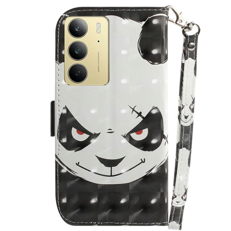 Δερματινη Θηκη Realme C75 Κορδόνι Angry Panda