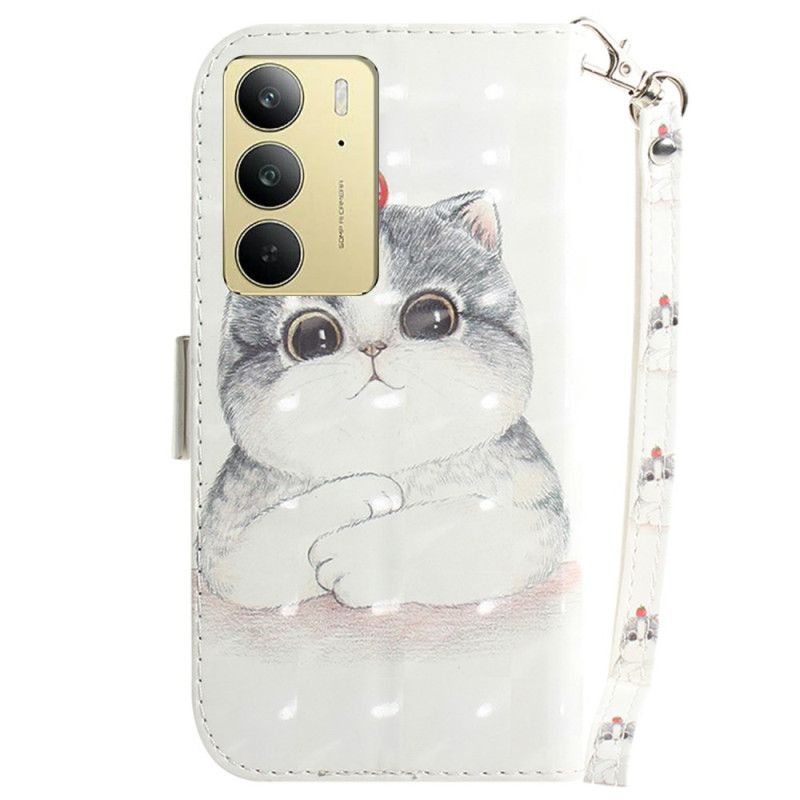 Δερματινη Θηκη Realme C75 Λουράκι Γάτας Και Φράουλας