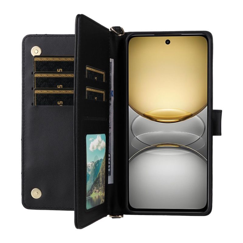 Δερματινη Θηκη Realme C75 Premium Design Με Λουράκι Και Λουράκι Ώμου Σιλικόνης