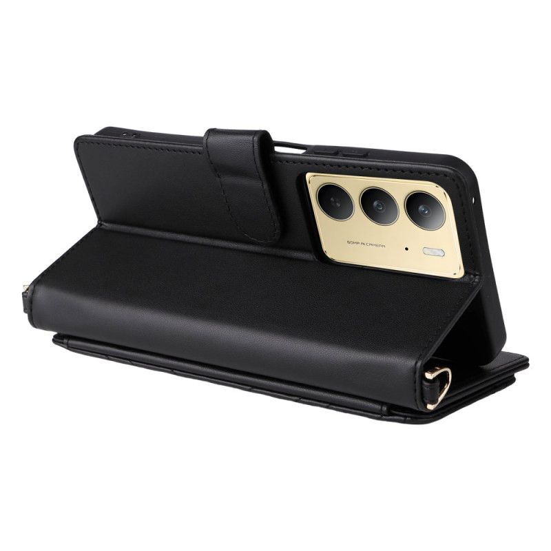 Δερματινη Θηκη Realme C75 Premium Design Με Λουράκι Και Λουράκι Ώμου Σιλικόνης