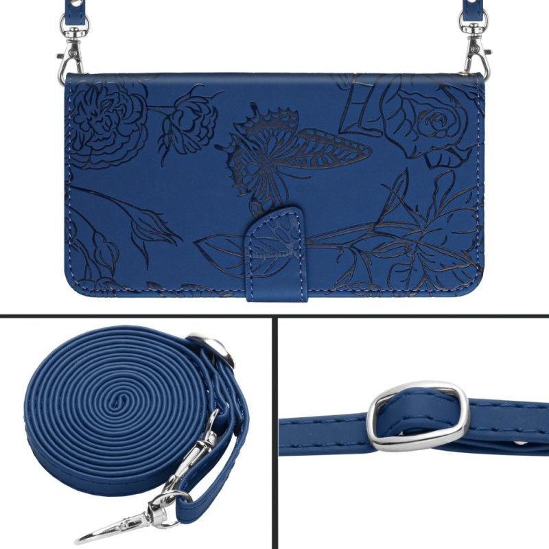 Δερματινη Θηκη Realme C75 Τσάντα Crossbody Με Στάμπα Πεταλούδας