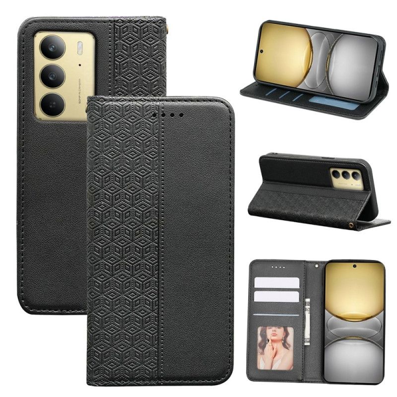 Δερματινη Θηκη Realme C75 Ζωφόρος Με Πλακάκια Και Λουράκι