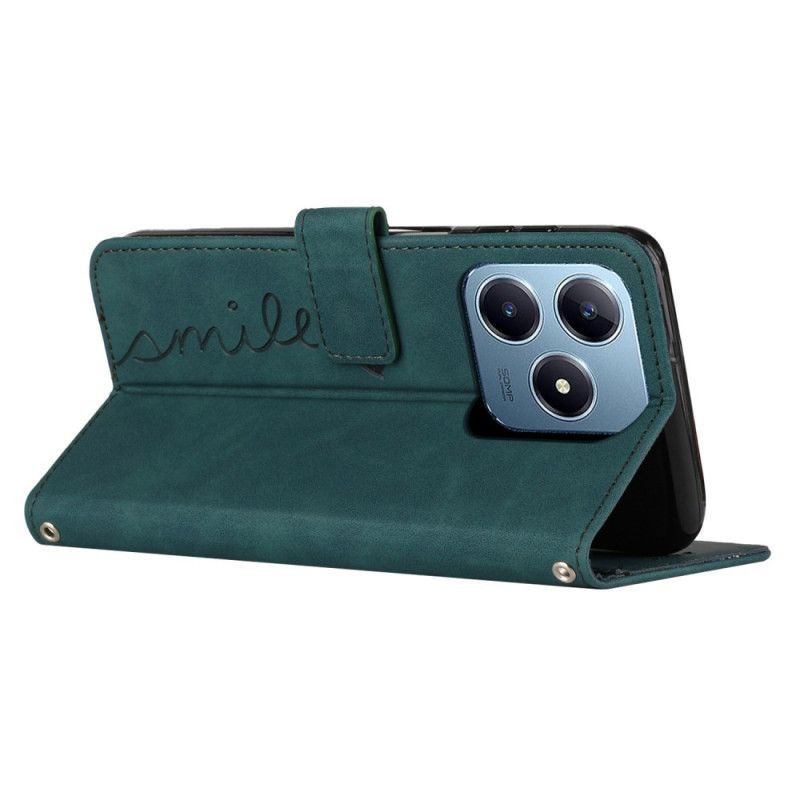 Δερματινη Θηκη Realme Note 60 Λουράκι Με Χαμογελαστό Πρόσωπο Σιλικόνης