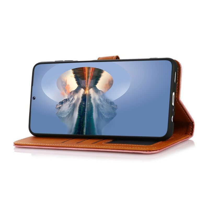 Κάλυμμα Folio Google Pixel 6 Μαύρο Δίχρωμο Χρυσό Κούμπωμα Khazneh