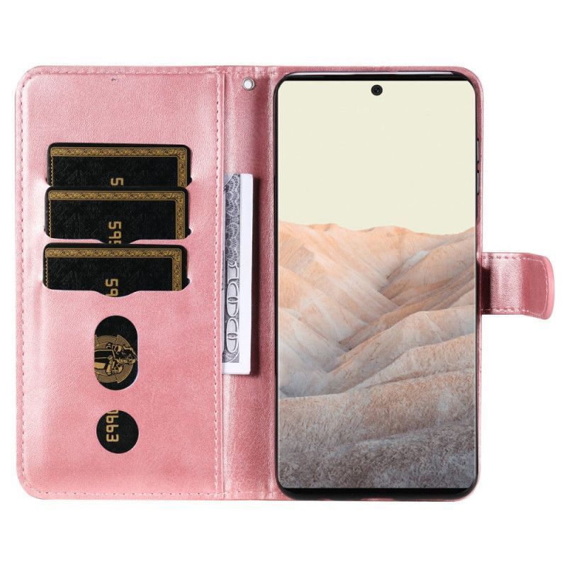 Κάλυμμα Folio Google Pixel 6 Pro Μαύρο Vintage Τσαντάκι Νομισμάτων