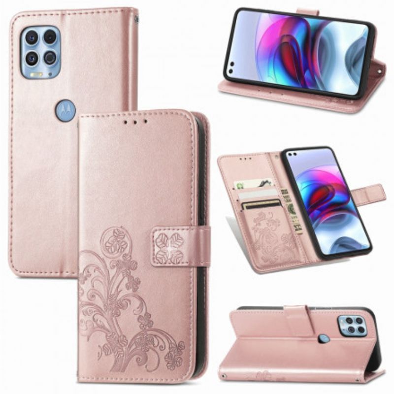 Κάλυμμα Folio Moto G100 Γκρι Ασιατικά Λουλούδια